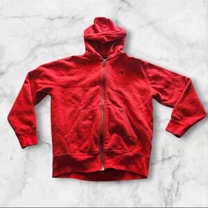 Polo Ralph Lauren Red Zip Hoodie Youth Small Navy Logo Sweatshirt